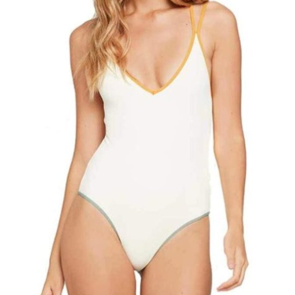 l*space Other - Dakota Ridin' High Ribbed One-Piece Women's Swimsuit, Cream Size 4